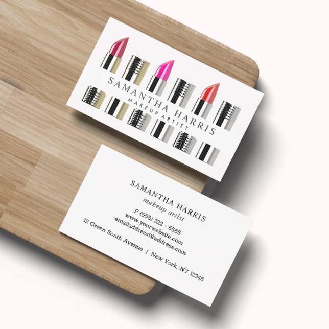 Modern Elegant Lipstick Makeup Artist Business Card (Creator Uploaded)