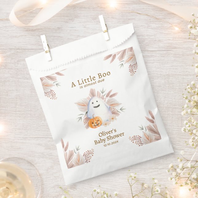 Modern Elegant Little Boo Boho Ghost Baby Shower  Favor Bag (Clipped)