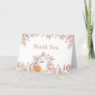 Modern Elegant Little Boo Boho Ghost Baby Shower Letterpress Thank You Card