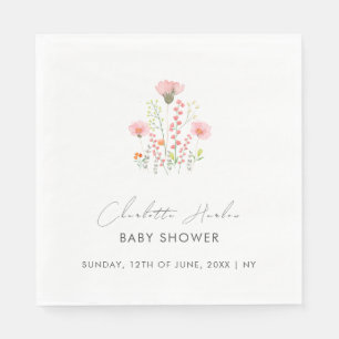 Modern Elegant Little Wildflowers Baby Shower Napkins
