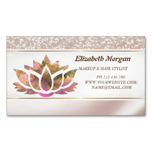 Modern Elegant Lotus Glitter  Business Card Magnet