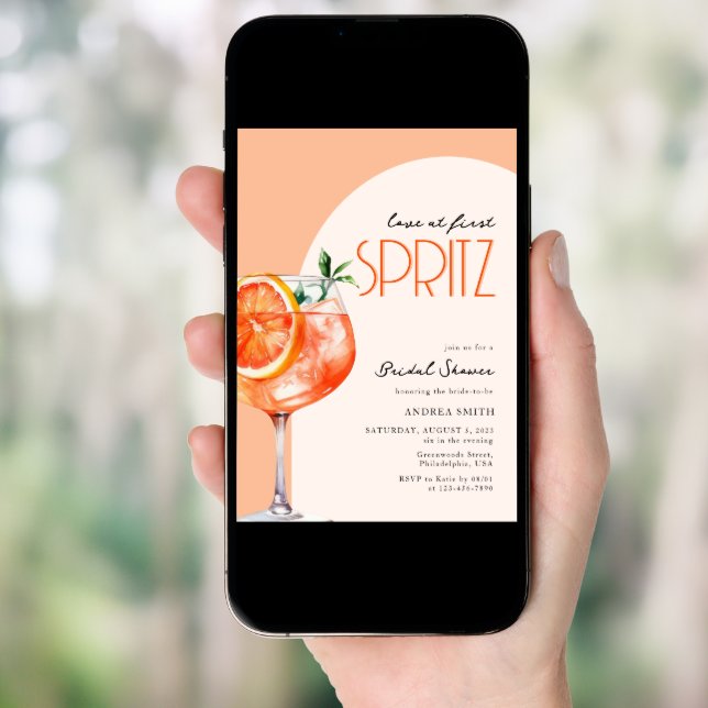 Modern Elegant Love at First Spritz Bridal Shower  Invitation (Front Digital)