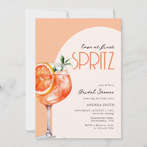 Modern Elegant Love at First Spritz Bridal Shower Invitation | Zazzle