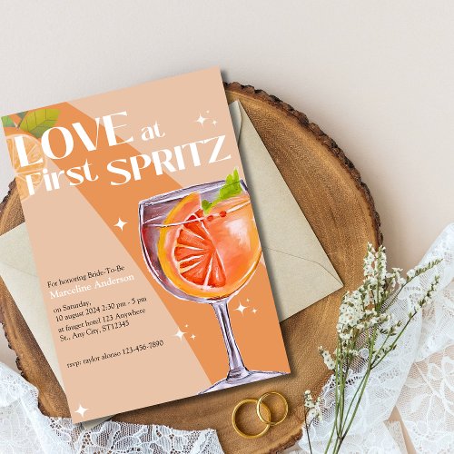 Modern Elegant Love at First Spritz Bridal Shower  Invitation