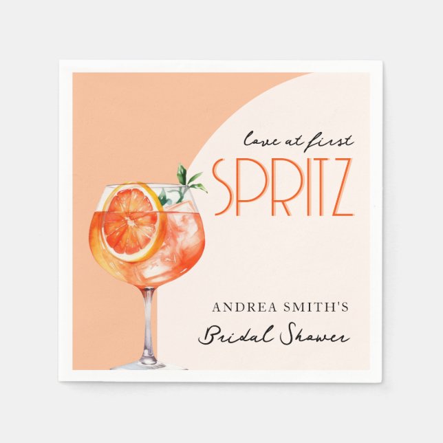 Modern Elegant Love at First Spritz Bridal Shower  Napkins (Front)