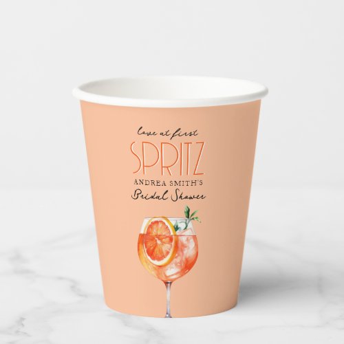 Modern Elegant Love at First Spritz Bridal Shower  Paper Cups