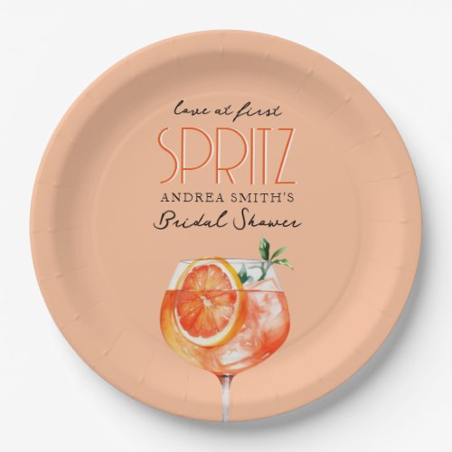 Modern Elegant Love at First Spritz Bridal Shower  Paper Plates