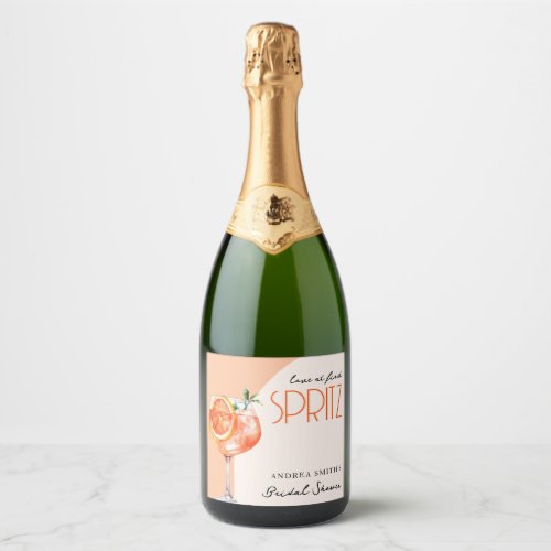 Modern Elegant Love at First Spritz Bridal Shower  Sparkling Wine Label