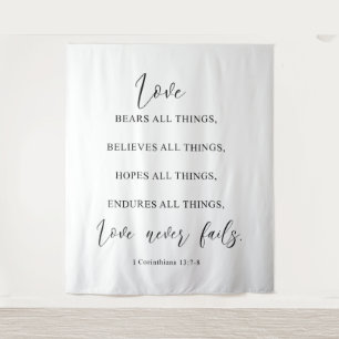 Modern Elegant “Love Never Fails” Wedding Backdrop
