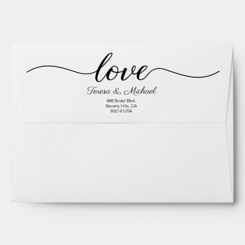 Modern Elegant Love Script Return address Wedding Envelope