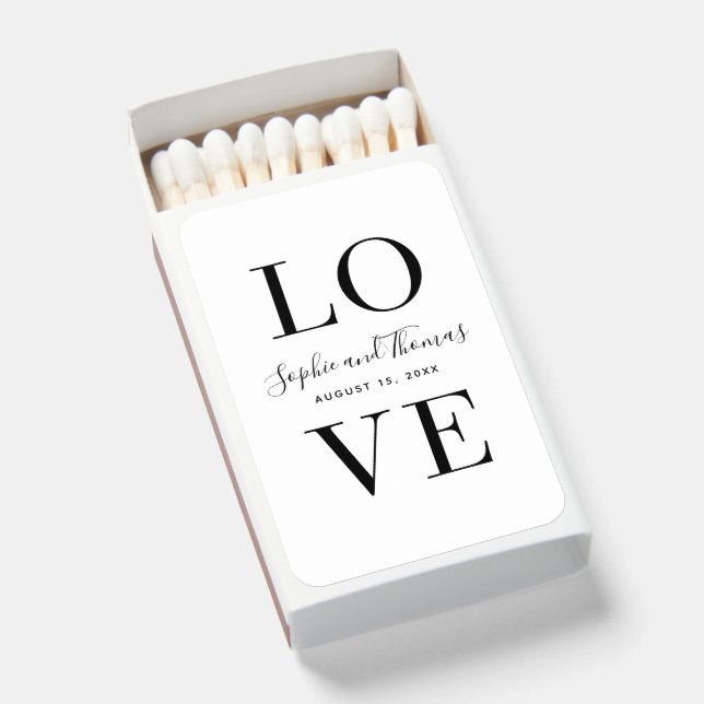 Modern Elegant Love Wedding  Matchboxes (Front Open)