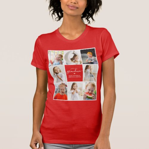 Modern Elegant Love You Grandma 8_Photo Collage T_Shirt