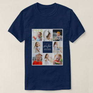 Modern Elegant Love You Grandpa 8-Photo Collage T-Shirt