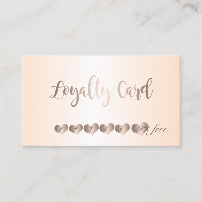 Modern Elegant, Luminous, Hearts Loyalty Card (Front)