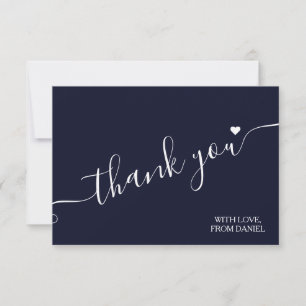 Modern Elegant Luxury Dark Blue Thank You Card
