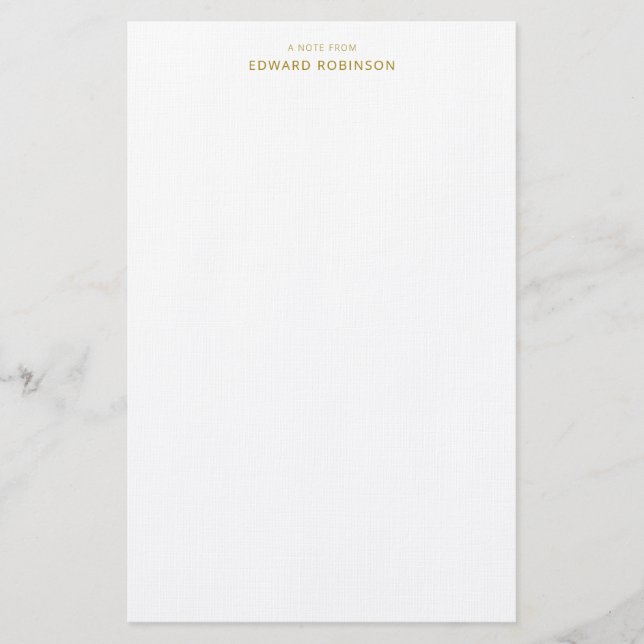 Modern Elegant Luxury Gold Personal Stationery (Front)