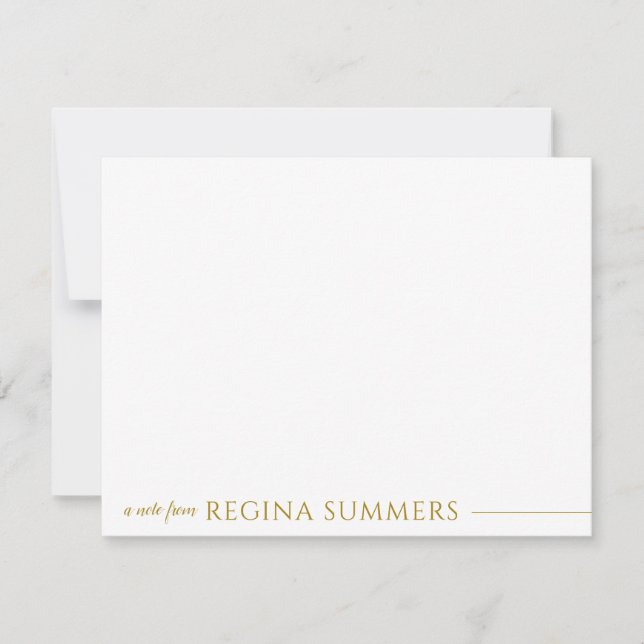 Modern Elegant Luxury Gold Personalized Stationery Note Card (Front)