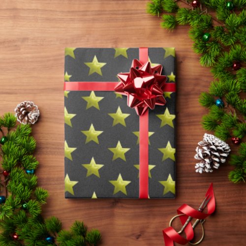 Modern Elegant Luxury Gold Star Christmas pattern  Wrapping Paper