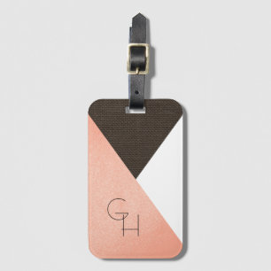 Modern Elegant Luxury Leather Initials Luggage Tag
