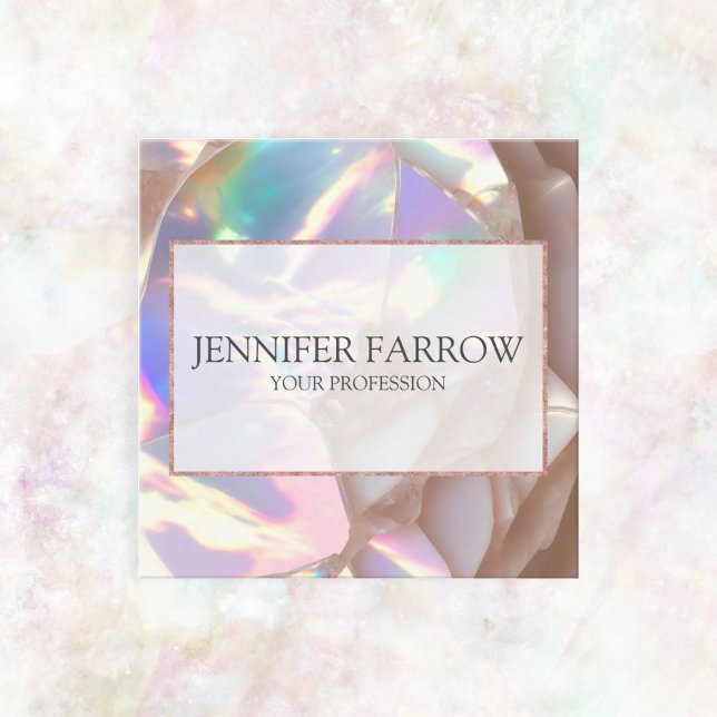Modern Elegant Luxury Opal Stone Square Business Card (Creator Uploaded)