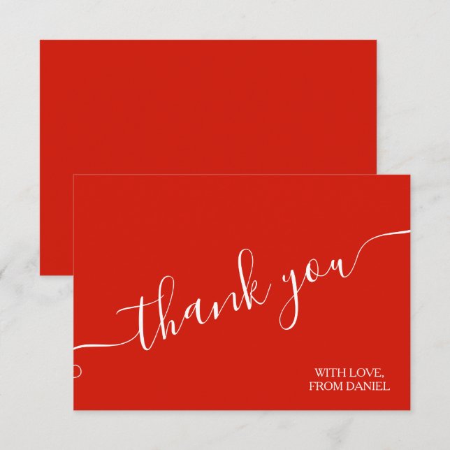 Modern Elegant Luxury Red Thank You Card (Front/Back)
