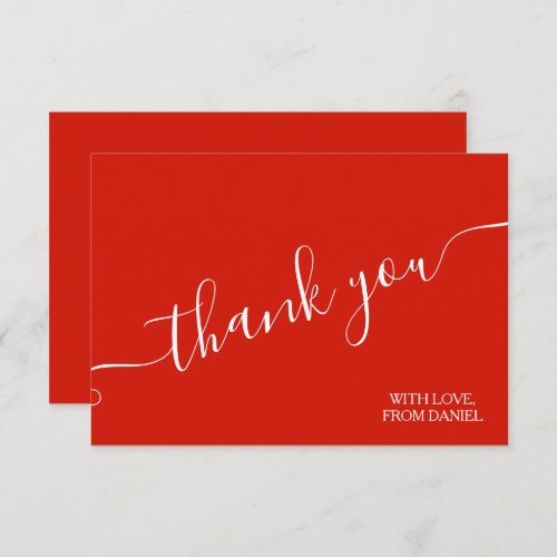 Modern Elegant Luxury Red Thank You Card