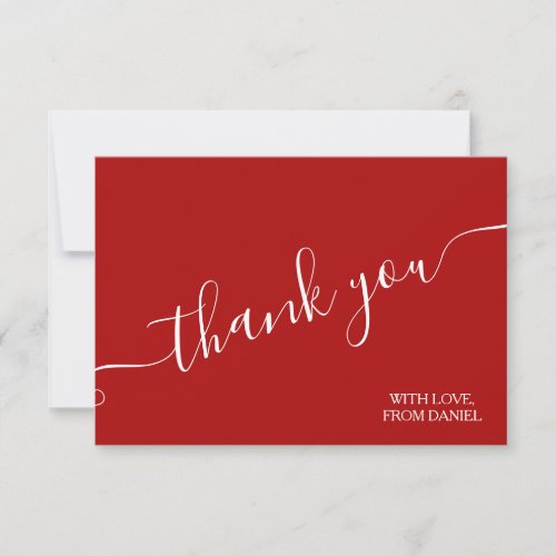 Modern Elegant Luxury Red Thank You Card