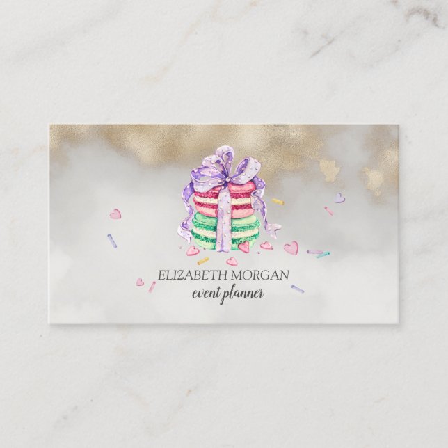 Modern Elegant Macaroons Gold Touch Business Card (Front)