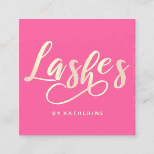 Modern elegant magenta pink gold lashes extension square business card