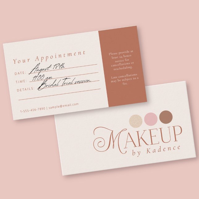 Modern Elegant Makeup Artist Appointment Card (Creator Uploaded)