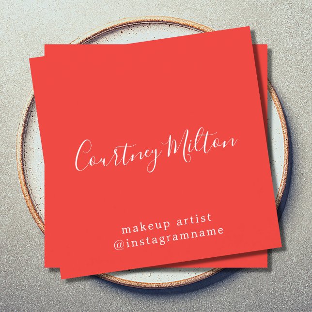 Modern Elegant Makeup Artist Square Business Card (Creator Uploaded)