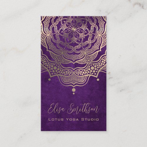 Modern Elegant Mandala Chic Luxury Purple And Gold Business Card