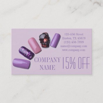 Modern Elegant Manicure Nails Nail Salon Discount Card by businesscardsdepot at Zazzle