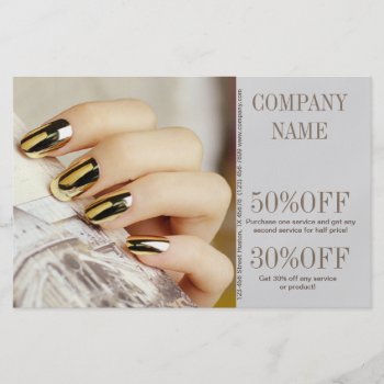 Modern Elegant Manicure Nails Nail Salon Flyer by businesscardsdepot at Zazzle