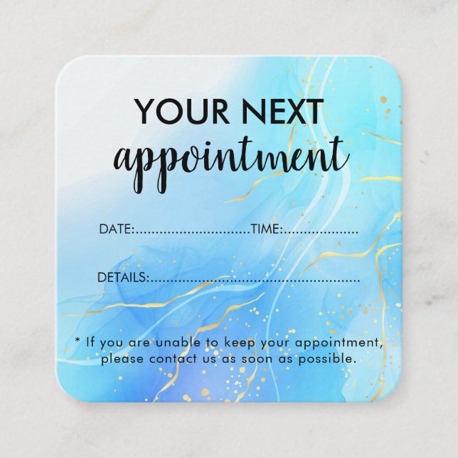 Modern Elegant Marble Beauty Salon Appointment Card (Front)