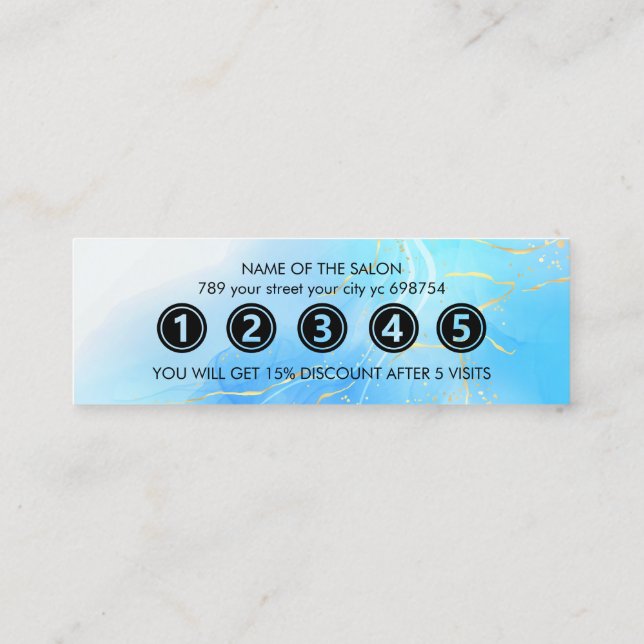 Modern Elegant Marble Beauty Salon Loyalty Card (Back)