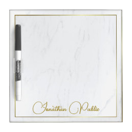 Modern Elegant Marble Best Gold Calligraphy Name Dry Erase Board