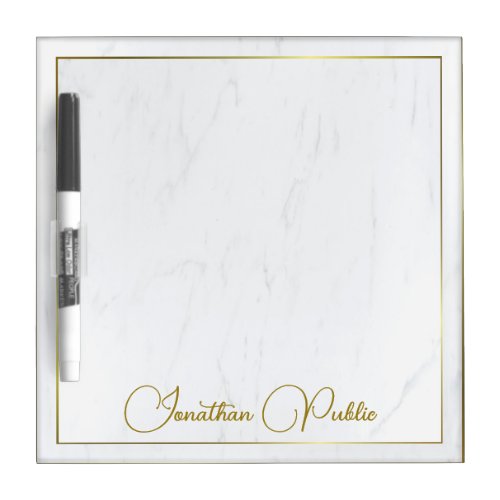 Modern Elegant Marble Best Gold Calligraphy Name Dry Erase Board