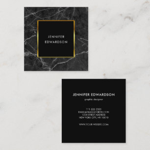 Modern elegant marble black gold professional square business card
