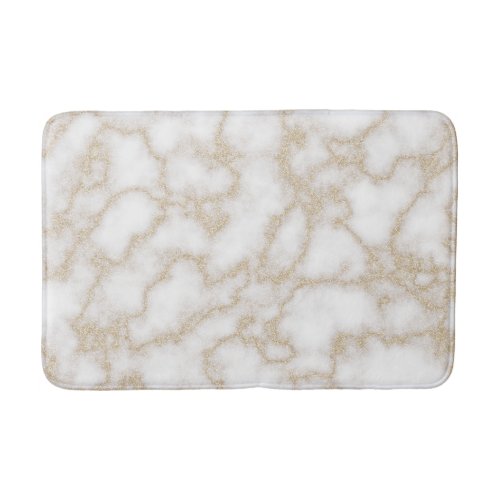 Modern elegant marble faux gold glitter bath mat