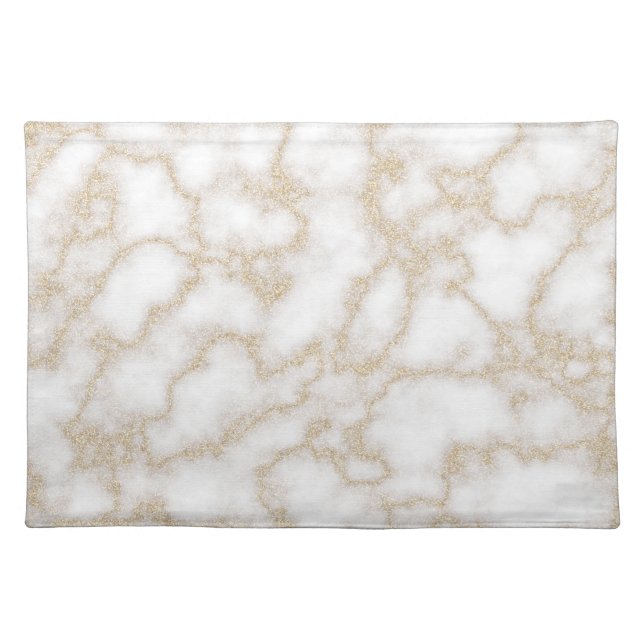 Modern elegant marble faux gold glitter cloth placemat (Front)