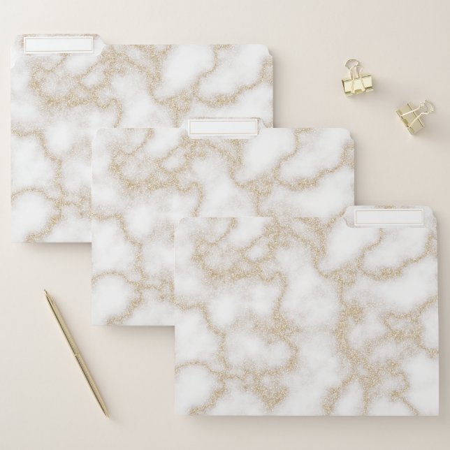Modern elegant marble faux gold glitter file folder (Set)