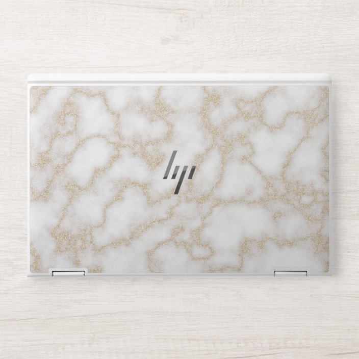 Modern elegant marble faux gold glitter HP laptop skin