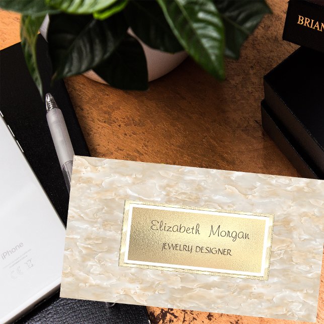 Modern Elegant  Marble, Frame Jewelry Designer Business Card (Creator Uploaded)