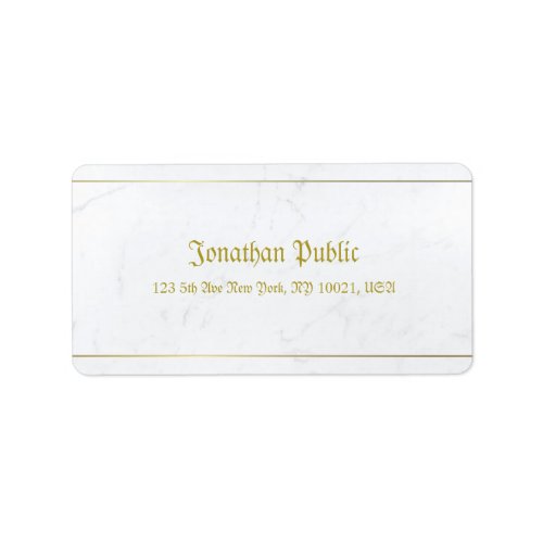 Modern Elegant Marble Gold Old Style Calligraphy Label