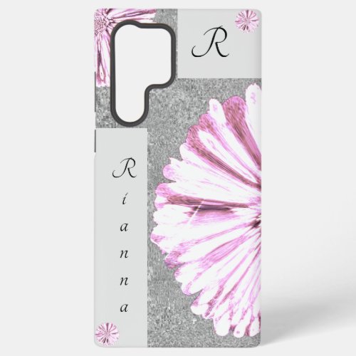 Modern Elegant Marbled Diamond Flower Ice Pink Samsung Galaxy S22 Ultra Case