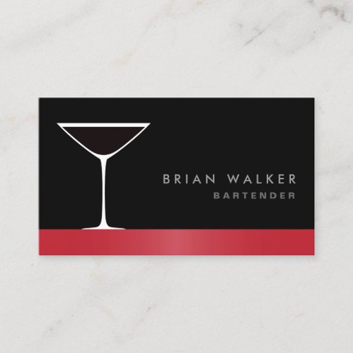 Customizable Modern elegant martini cocktail glass bartender business card templates