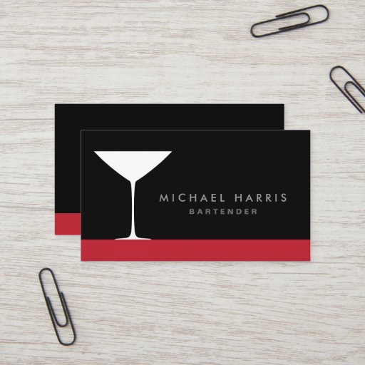 Customizable Modern elegant martini cocktail glass bartender business cards