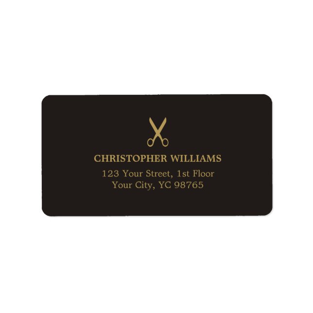 Modern Elegant Masculine Dark Faux Gold Salon Label (Front)