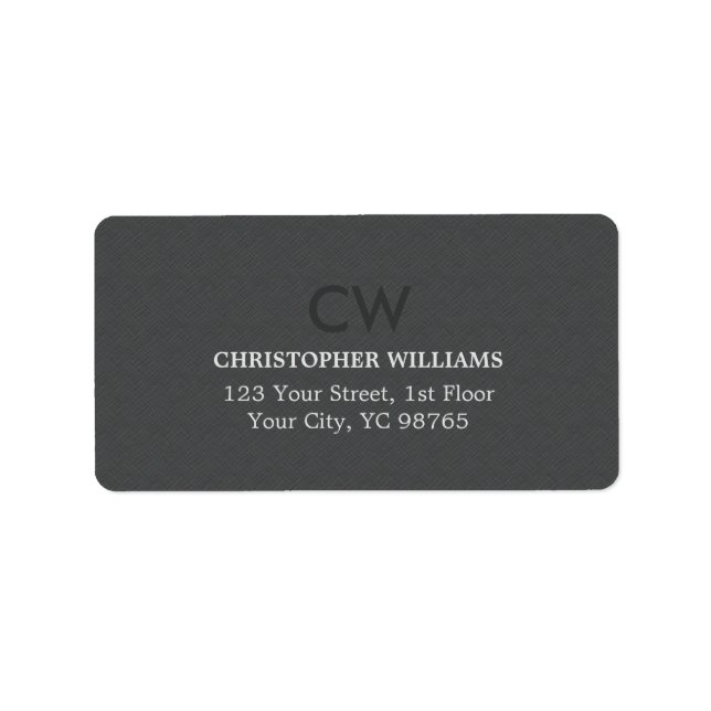 Modern Elegant Masculine Texture Grey Monogram Label (Front)
